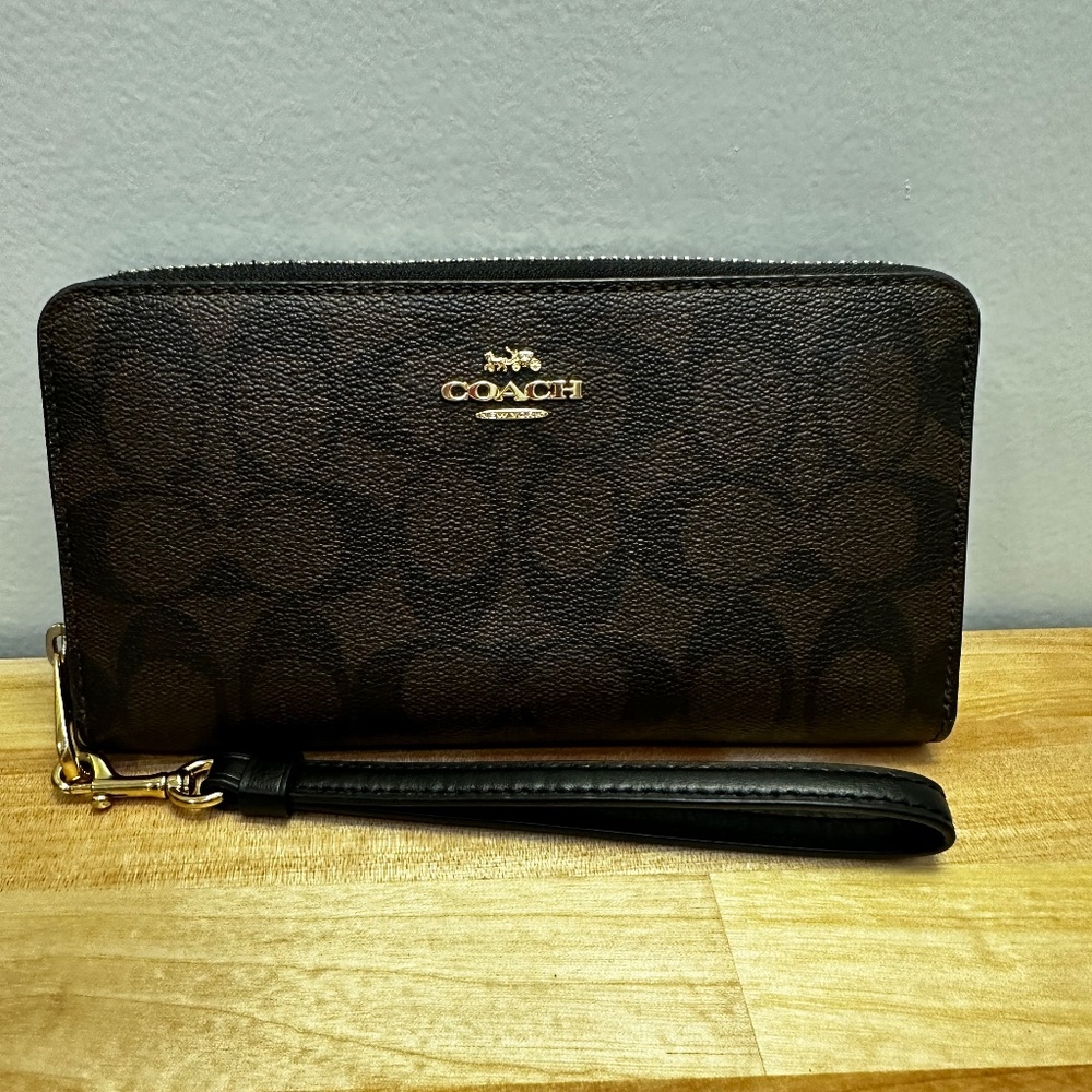 Coach Long Zip Around Wallet in Signature Coated Canvas